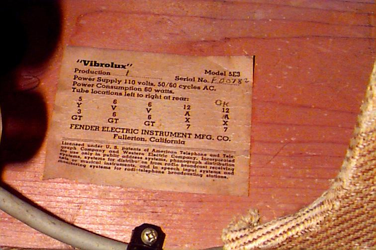 Fender Deluxe Tube Chart